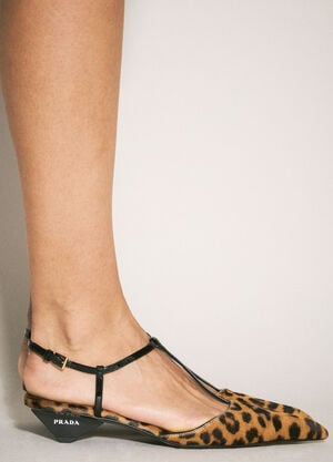 Prada Leopard Print Slingback Kitten Heels Brown pra0258026