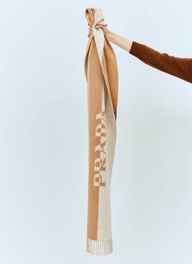 Logo Jacquard Wool Scarf Prada Logo Jacquard Wool Scarf Beige pra0258071