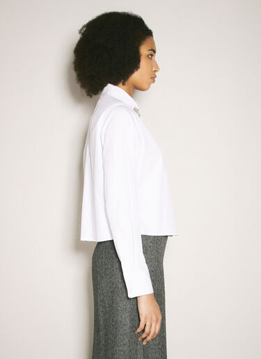 Prada Embroidered Poplin Shirt White pra0259014
