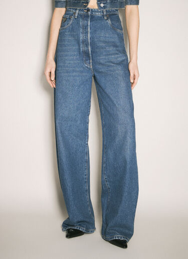 Prada Logo Plaque Balloon Jeans Blue pra0259021