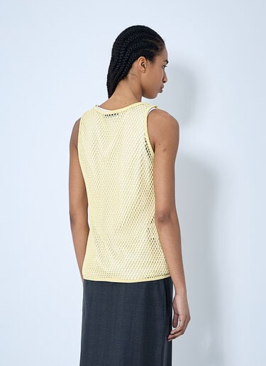 Prada Logo Plaque Open- Knit Tank Top Beige pra0260015