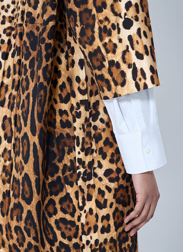 Prada Single-Breasted Leopard Print Drill Coat Brown pra0260066