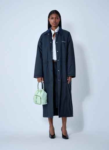 Logo Print Long Coat Prada Logo Print Long Coat Blue pra0262057