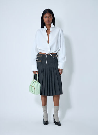 Prada Pleated Rush Stitch Skirt With Belt Grey pra0262058