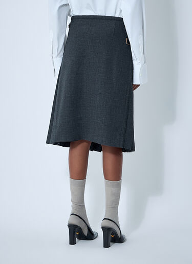 Pleated Rush Stitch Skirt With Belt Prada Pleated Rush Stitch Skirt With Belt Grey pra0262058