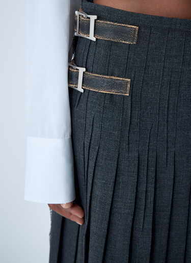 Pleated Rush Stitch Skirt With Belt Prada Pleated Rush Stitch Skirt With Belt Grey pra0262058