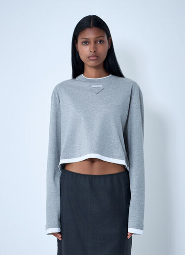 Prada Logo Motif T-Shirt Grey pra0262059