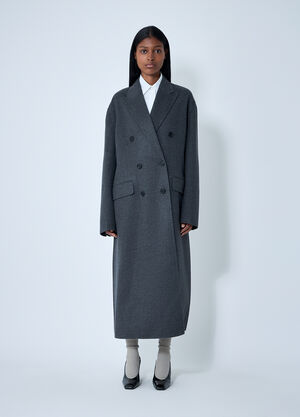 Prada Long Wool-Blend Coat Grey pra0262066