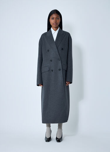 Prada Long Wool-Blend Coat Grey pra0262066