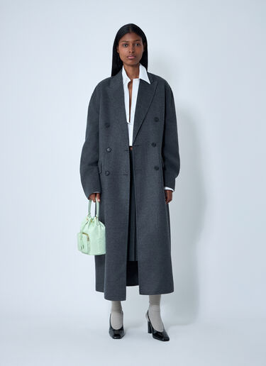 Prada Long Wool-Blend Coat Grey pra0262066