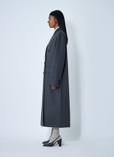 Prada Long Wool-Blend Coat Grey pra0262066