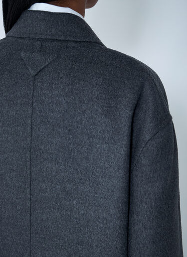 Prada Long Wool-Blend Coat Grey pra0262066