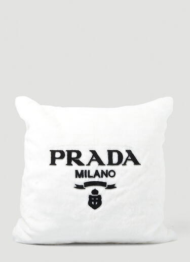 Prada Logo Engraved Square Cushion White pra0347003