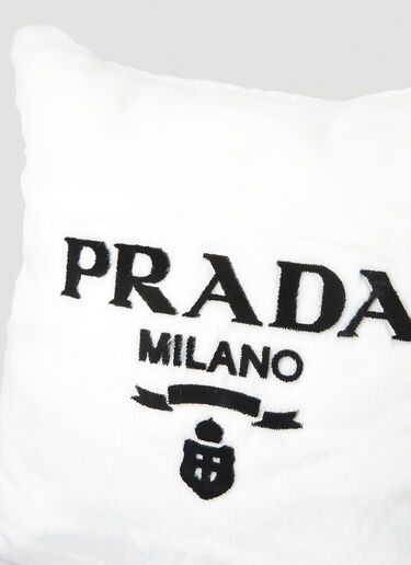 Prada Logo Engraved Square Cushion White pra0347003