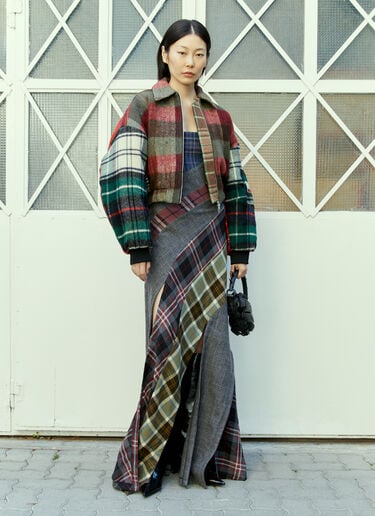 Simone Tartan Cropped Bomber Jacket Rave Review Simone Tartan Cropped Bomber Jacket Red rav0254002