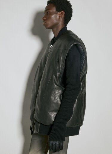 Oversized Padded Leather Gilet Rick Owens Oversized Padded Leather Gilet Black ric0154006