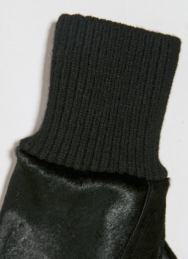 Rick Owens 罗纹套口小牛毛手套 黑色 ric0154012