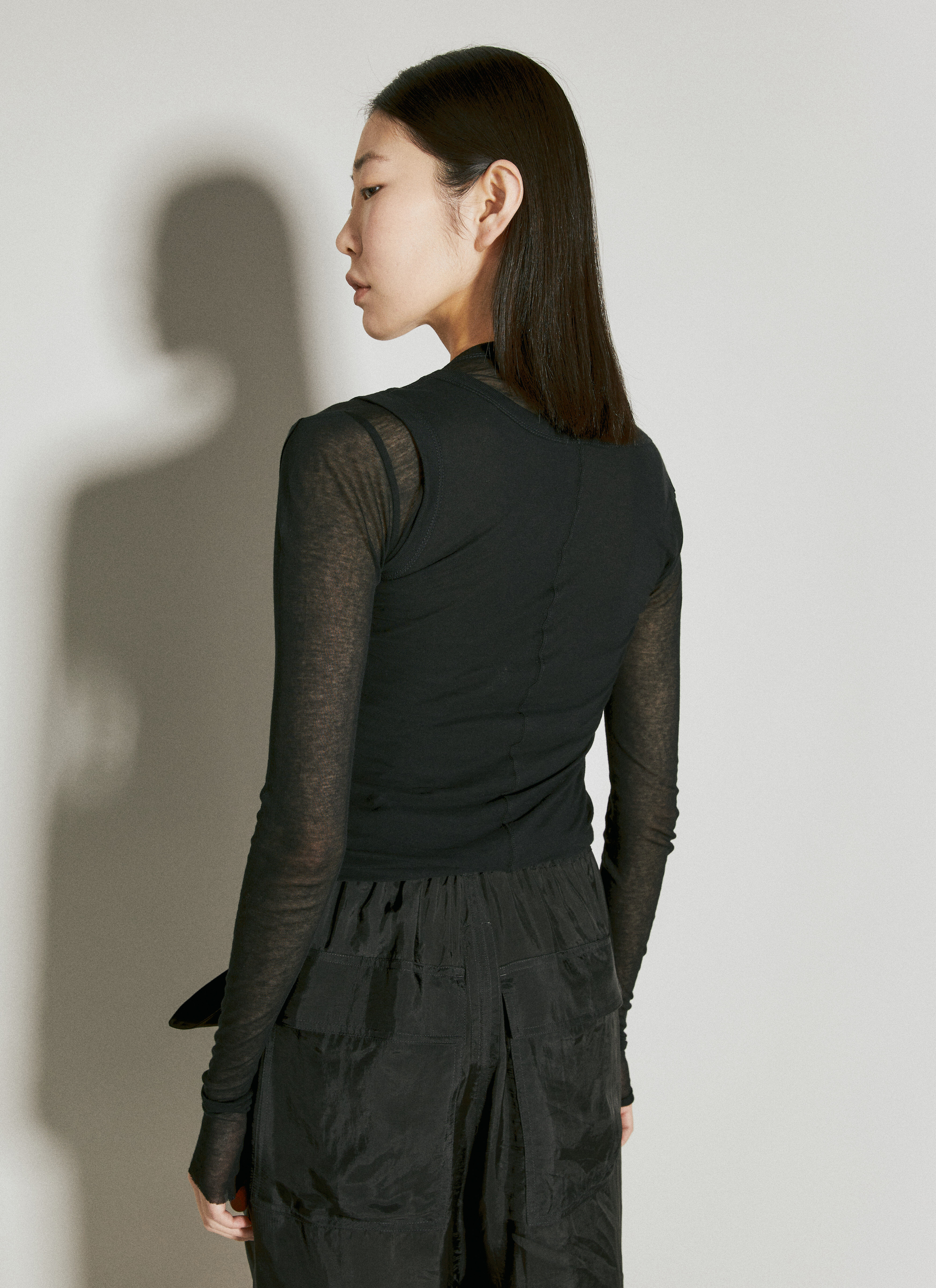 Rick Owens Women's' Crop Banana Long Sleeve Top in Black