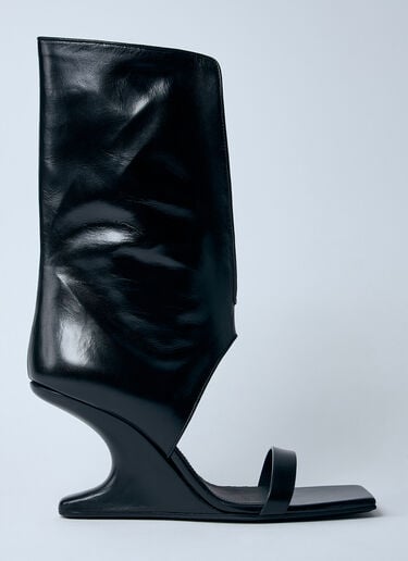 Leather Winged Wedge Sandals Rick Owens Leather Winged Wedge Sandals Black ric0259018