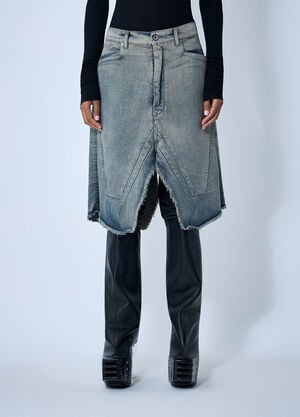 Rick Owens Slivered Denim Skirt Denim ric0261007
