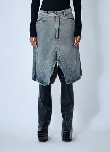 Rick Owens Slivered Denim Skirt Denim ric0261007