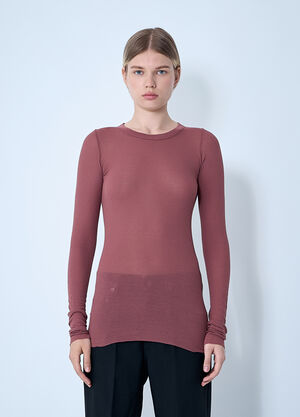 Rick Owens Ribbed Long Sleeve Top Red ric0261012