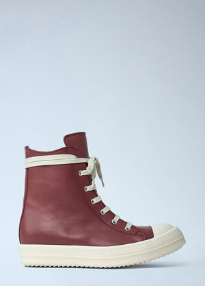 Rick Owens Leather High-Top Sneakers Red ric0261017