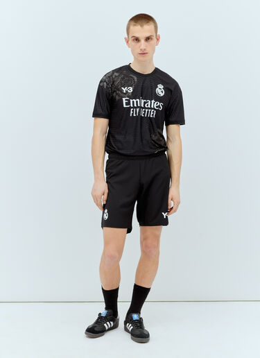Y-3 x Real Madrid 로고 프린트 조절끈 쇼츠 블랙 rma0156005