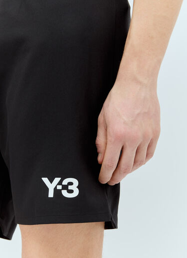 Y-3 x Real Madrid 로고 프린트 조절끈 쇼츠 블랙 rma0156005