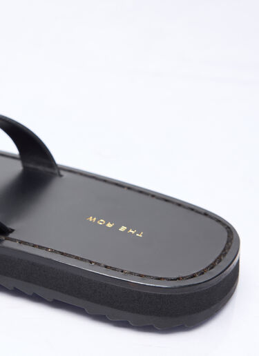 City Leather Slides The Row City Leather Slides Black row0257019