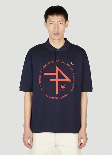 Raf Simons x Fred Perry 프린트 폴로 탑 다크 블루 rsf0152007