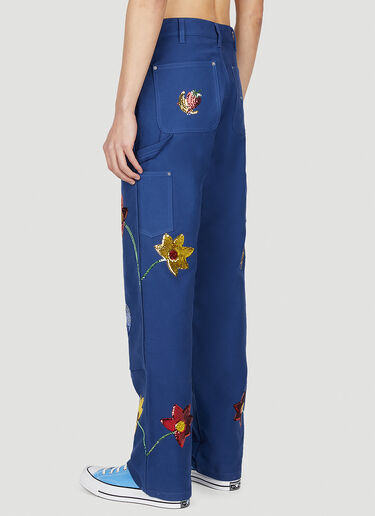 Embroidered Cargo Pants Sky High Farm Workwear Embroidered Cargo Pants Dark Blue skh0352008
