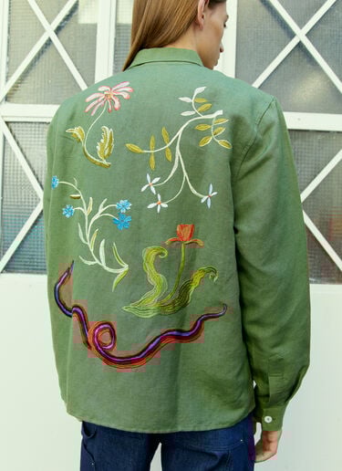 Garden Embroidery Shirt Sky High Farm Workwear Garden Embroidery Shirt Green skh0354003