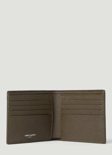 Saint Laurent 徽标铭牌双折钱包 卡其色 sla0151075