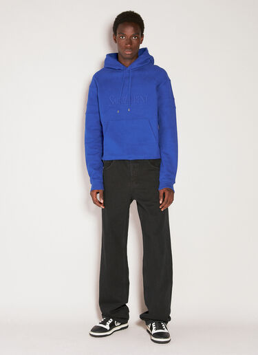 로고 자수 후드 스웨트셔츠 Saint Laurent 로고 자수 후드 스웨트셔츠 블루 sla0154001
