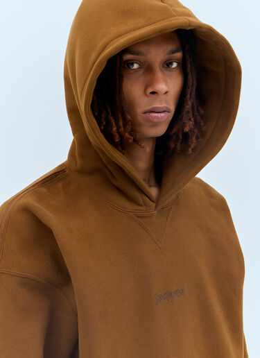 Logo Embroidery Hooded Sweatshirt Saint Laurent Logo Embroidery Hooded Sweatshirt Brown sla0156018