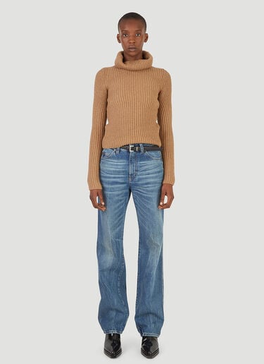 Ribbed Turtleneck Sweater Saint Laurent Ribbed Turtleneck Sweater Beige sla0245016