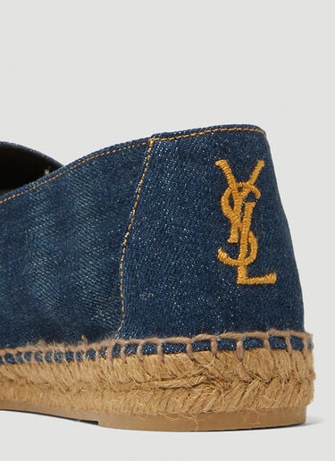 Monogram Embroidered Denim Espadrilles Saint Laurent Monogram Embroidered Denim Espadrilles Blue sla0247066