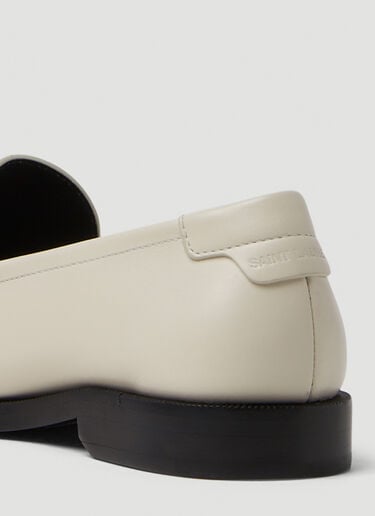 Monogram Plaque Loafers Saint Laurent Monogram Plaque Loafers White sla0249075