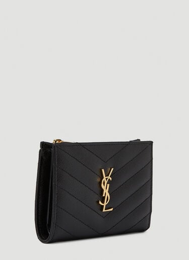 Quilted Logo Plaque Wallet Saint Laurent Quilted Logo Plaque Wallet Black sla0249190