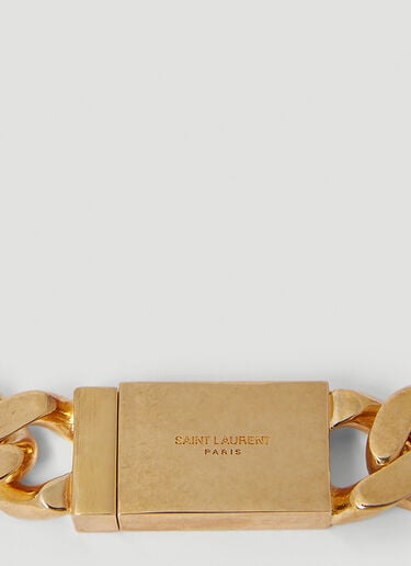 Two Tone Curb Necklace Saint Laurent Two Tone Curb Necklace Gold sla0249261