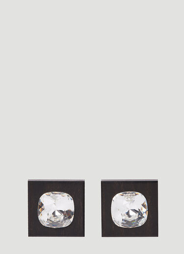 마운티드 크리스털 클립온 이어링 Saint Laurent 마운티드 크리스털 클립온 이어링 블랙 sla0249263