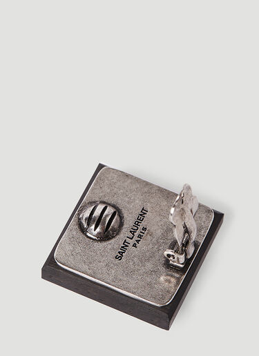 마운티드 크리스털 클립온 이어링 Saint Laurent 마운티드 크리스털 클립온 이어링 블랙 sla0249263