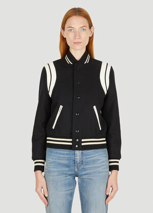 Saint Laurent Wool Baseball Jacket Black sla0250023