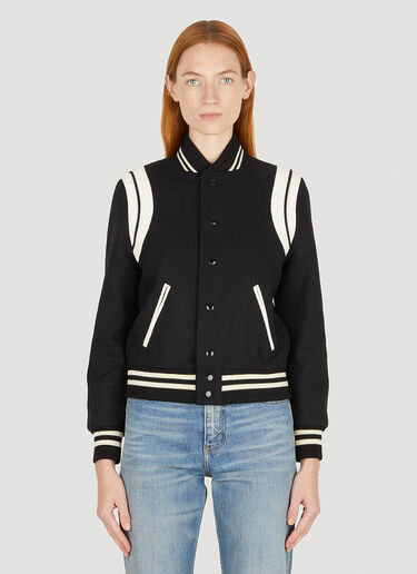 Saint Laurent Wool Baseball Jacket Black sla0250023