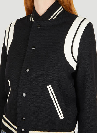 Saint Laurent Wool Baseball Jacket Black sla0250023