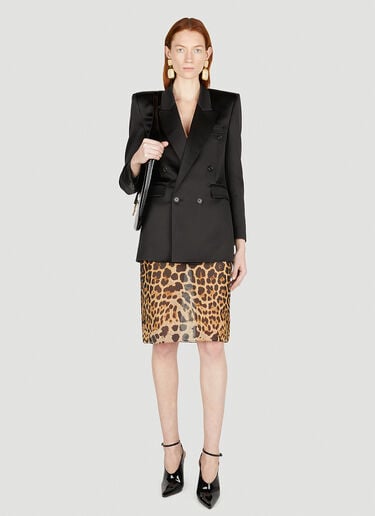 레오파드 프린트 미디 스커트 Saint Laurent 레오파드 프린트 미디 스커트 브라운 sla0251051