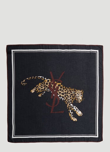 Saint Laurent 豹纹方形围巾 黑色 sla0252101