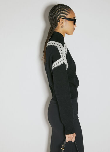 Saint Laurent Wool Small V Neck Sweater Black sla0253006