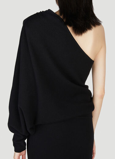 Saint Laurent One Shoulder Draped Dress Black sla0253030